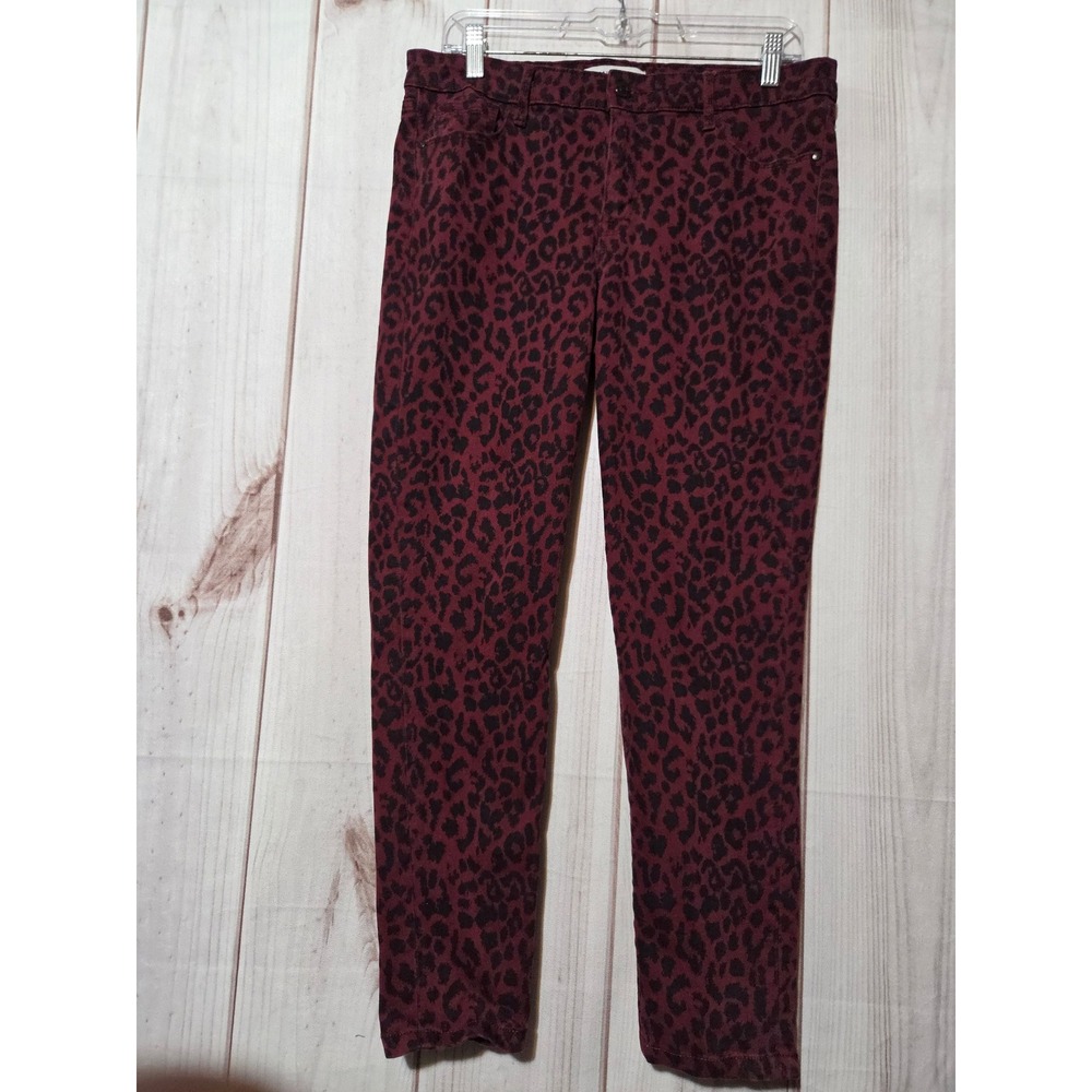 Social Standard by Sanctuary Burgundy Leopard Print Ankle Skinny Pants Size 10